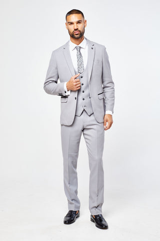 Edwin Silver Grey Notch Lapel Three Piece Suit Edwin Silver Grey Notch Lapel Three Piece Suit