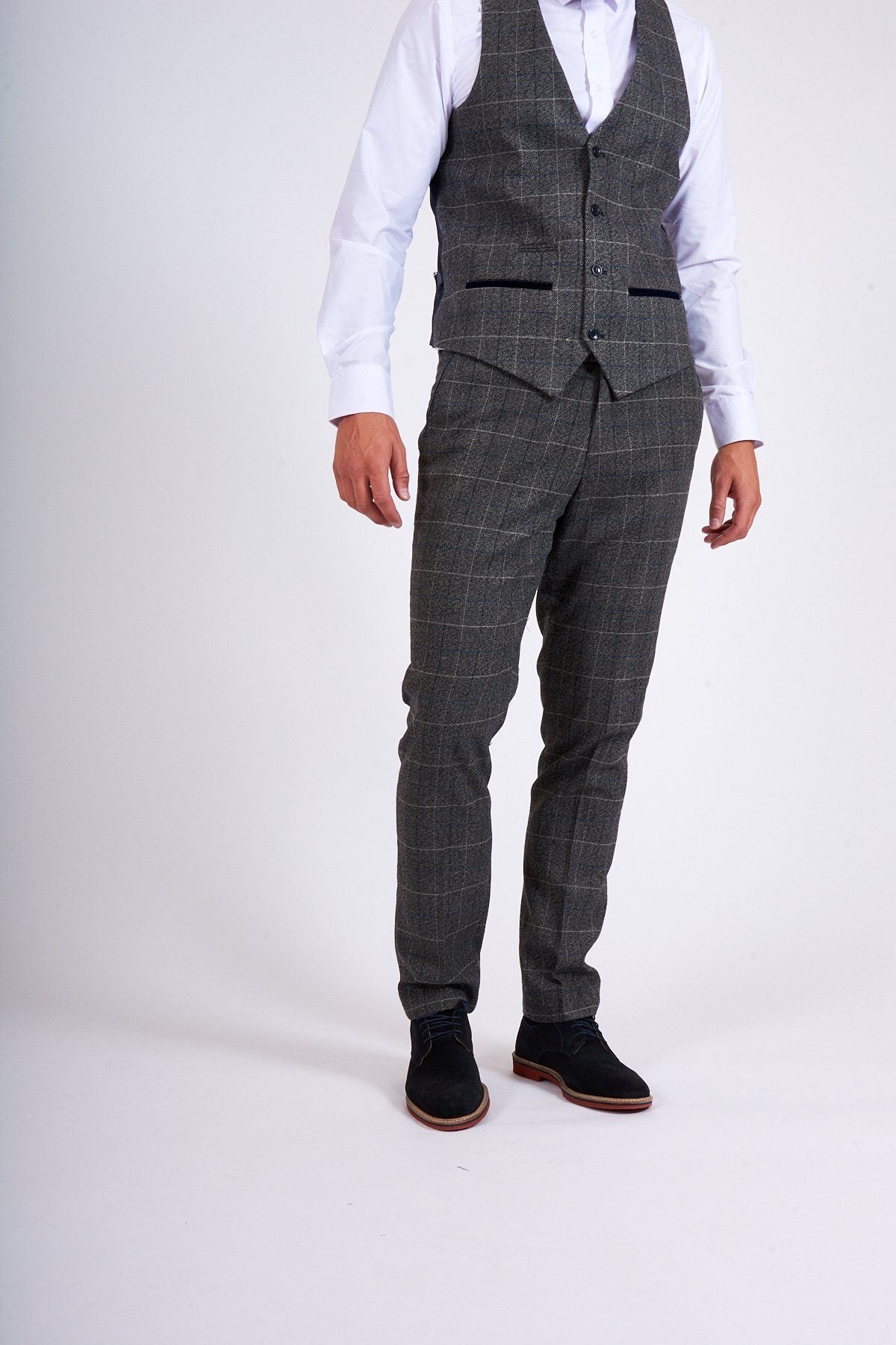 Marc Darcy Scott Grey Tweed Trousers
