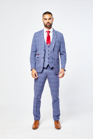 Drake - Sky Blue Check Three Piece Suit Drake - Sky Blue Check Three Piece Suit
