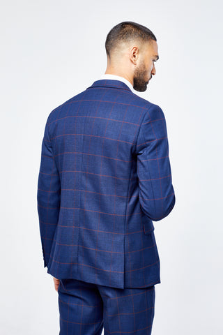 Edison Navy Wine Check Three Piece Suit Edison Navy Wine Check Three Piece Suit