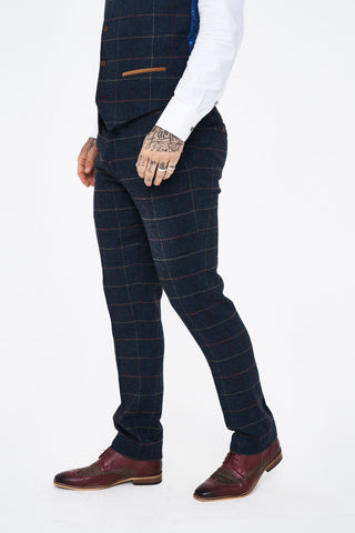 Eton - Navy Blue Tweed Check Three Piece Suit Eton - Navy Blue Tweed Check Three Piece Suit