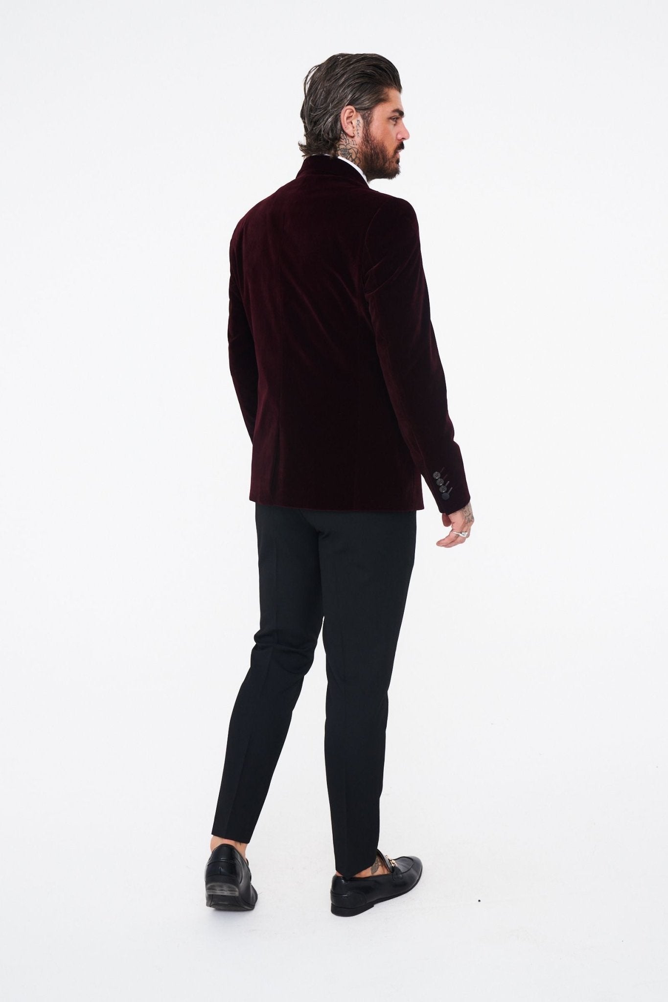 Cavani Rosa Wine Velvet Blazer