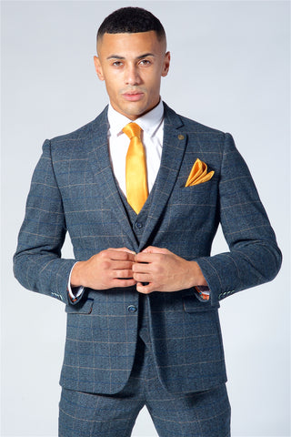 Marc Darcy Scott Blue Checked Tweed Three Piece Suit Marc Darcy Scott Blue Checked Tweed Three Piece Suit