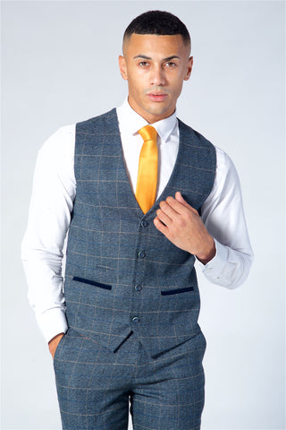 Marc Darcy Scott Blue Checked Tweed Three Piece Suit Marc Darcy Scott Blue Checked Tweed Three Piece Suit