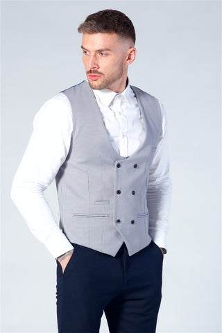 Marc Darcy Kelly Silver Double Breasted Waistcoat