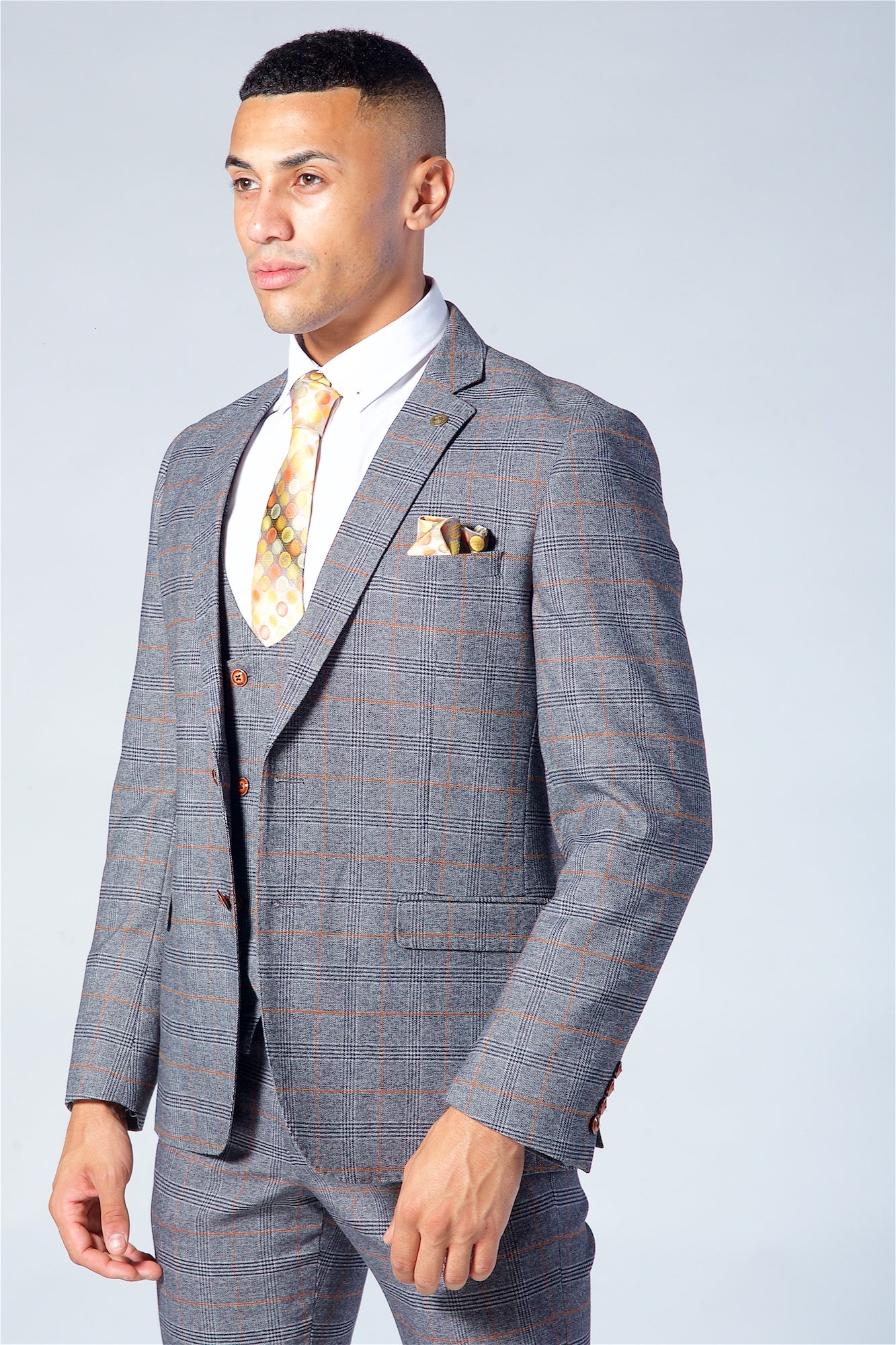 Marc Darcy Jenson Grey Check Suit Three Piece Suit.