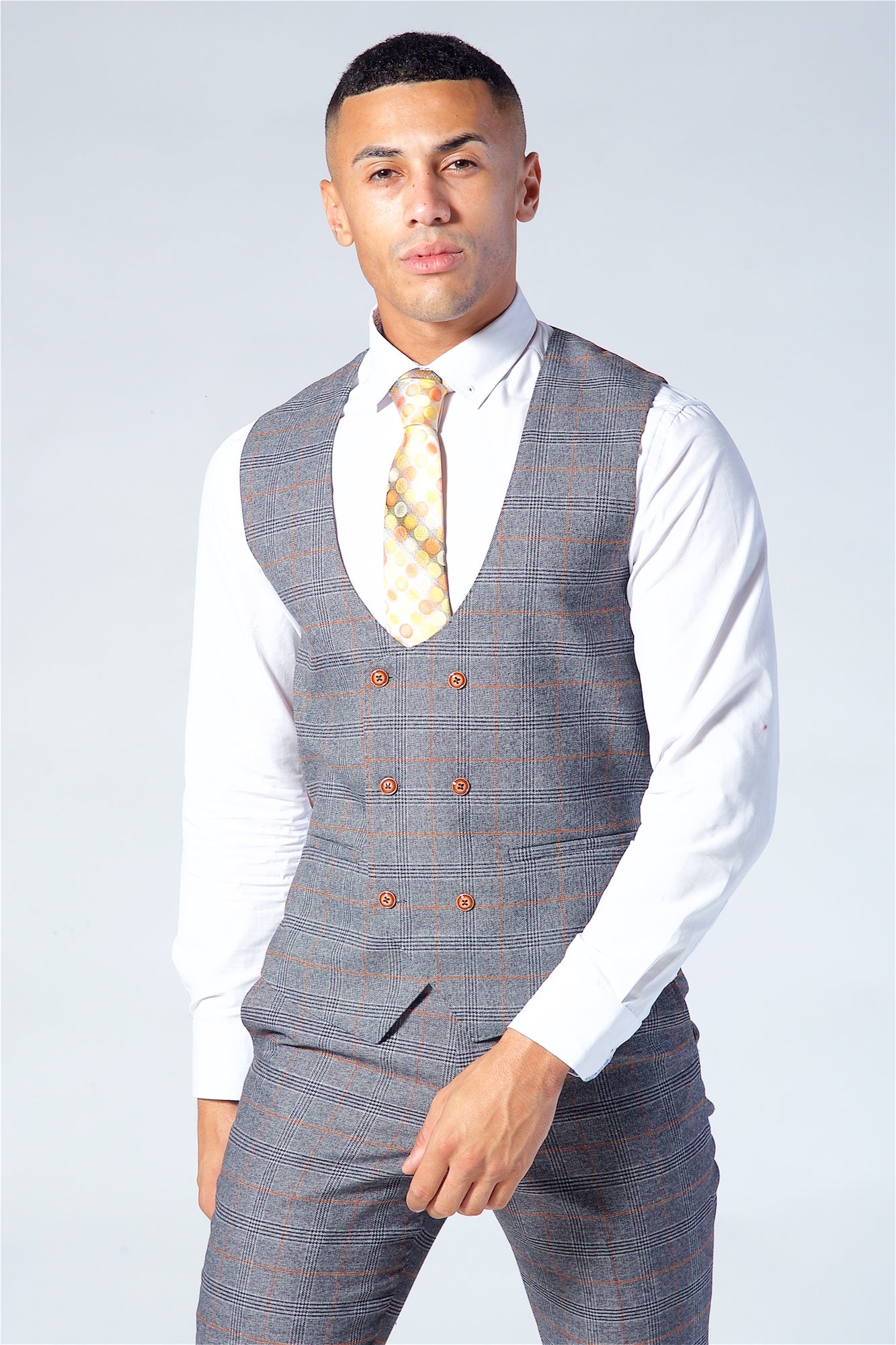 Marc Darcy Jenson Grey Check Suit Three Piece Suit.