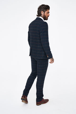 Eton - Navy Blue Tweed Check Three Piece Suit Eton - Navy Blue Tweed Check Three Piece Suit