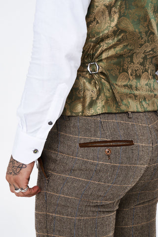 Marc Darcy Ted Tan Tweed Check Three piece Suit Marc Darcy Ted Tan Tweed Check Three piece Suit
