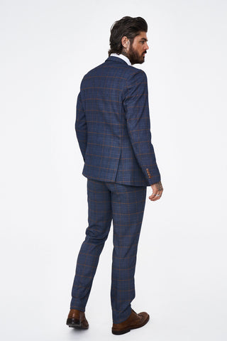 Jenson - Marine Check Suit With Double Breasted Waistcoat Jenson - Marine Check Suit With Double Breasted Waistcoat