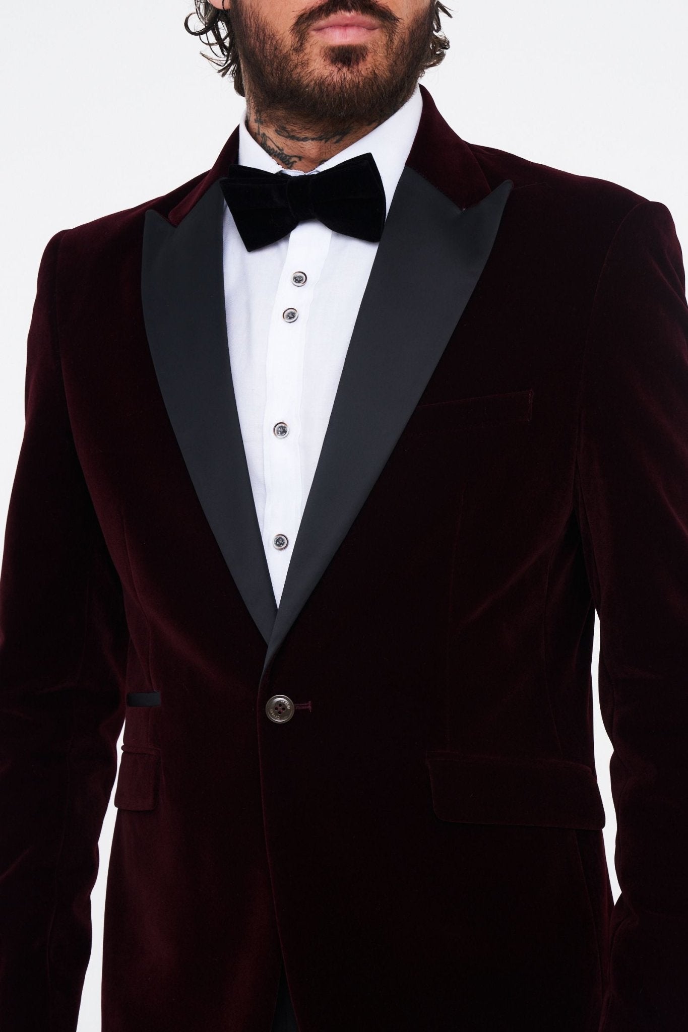 Cavani Rosa Wine Velvet Blazer
