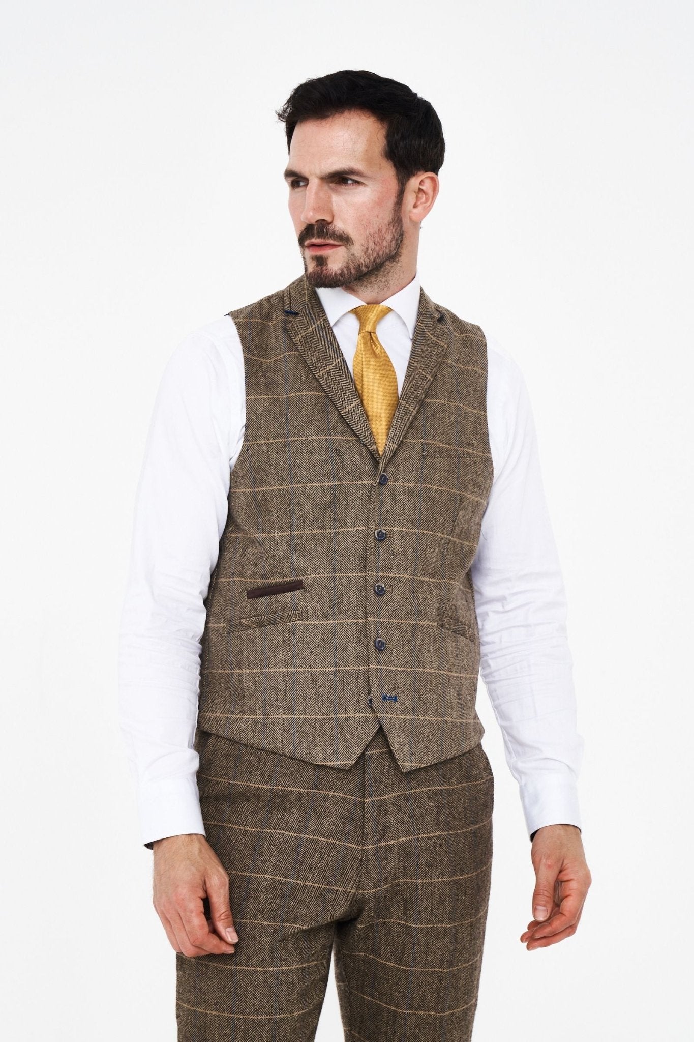 Albert Brown Tweed Three Piece Suit Short