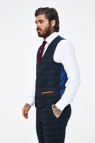 Marc Darcy Eton navy tweed waistcoat Marc Darcy Eton navy tweed waistcoat