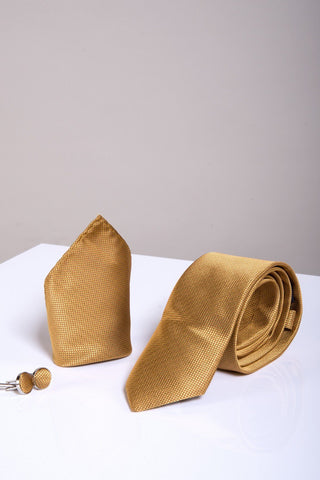Mustard gold birds eye tie set Mustard gold birds eye tie set