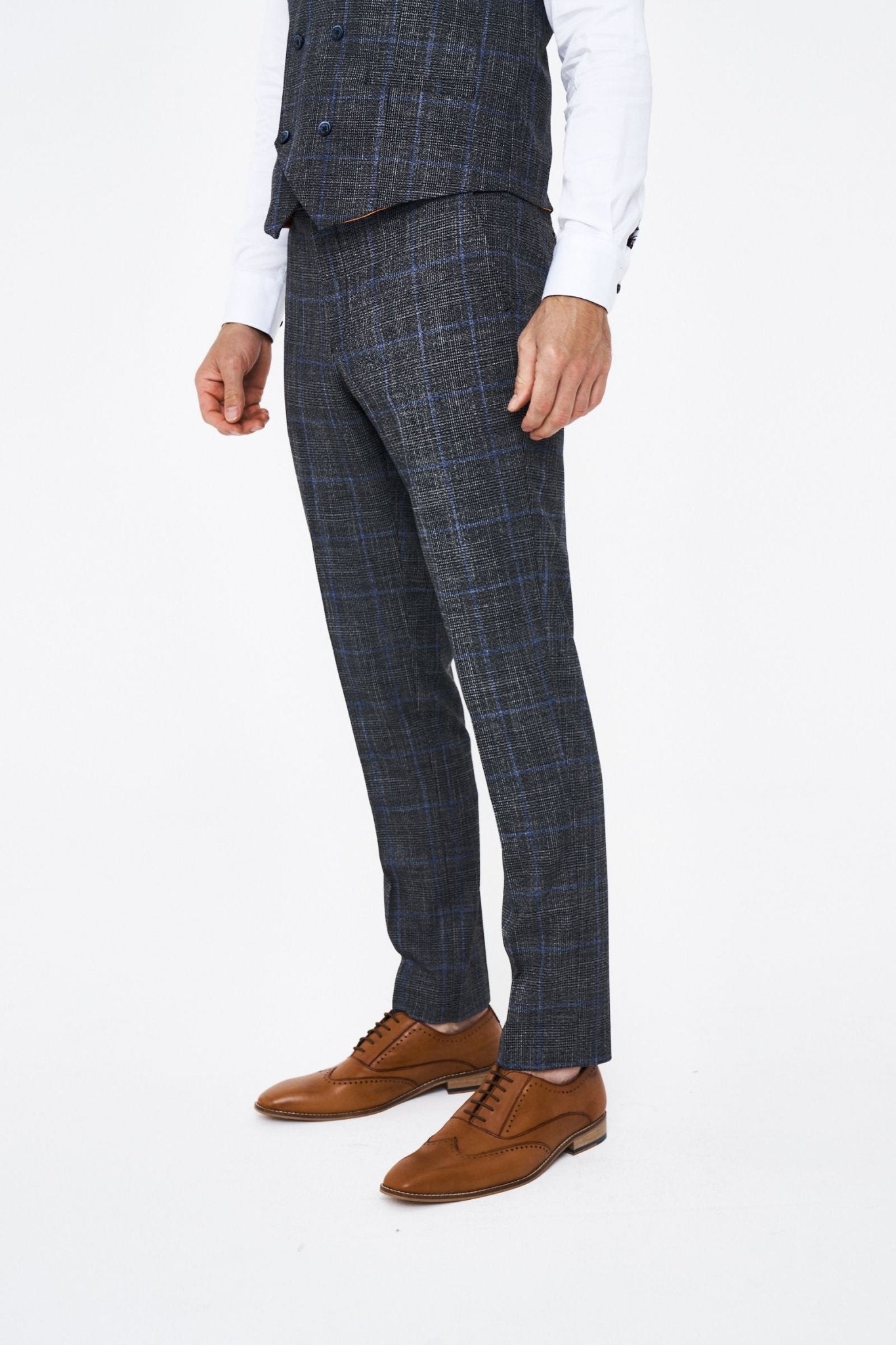 House of Cavani Power Grey Tweed Slim Fit Suit