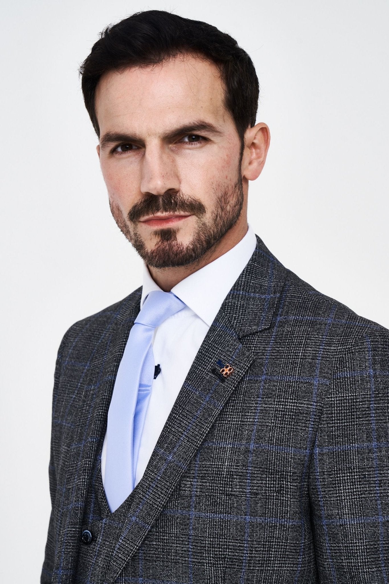 House of Cavani Power Grey Tweed Slim Fit Suit