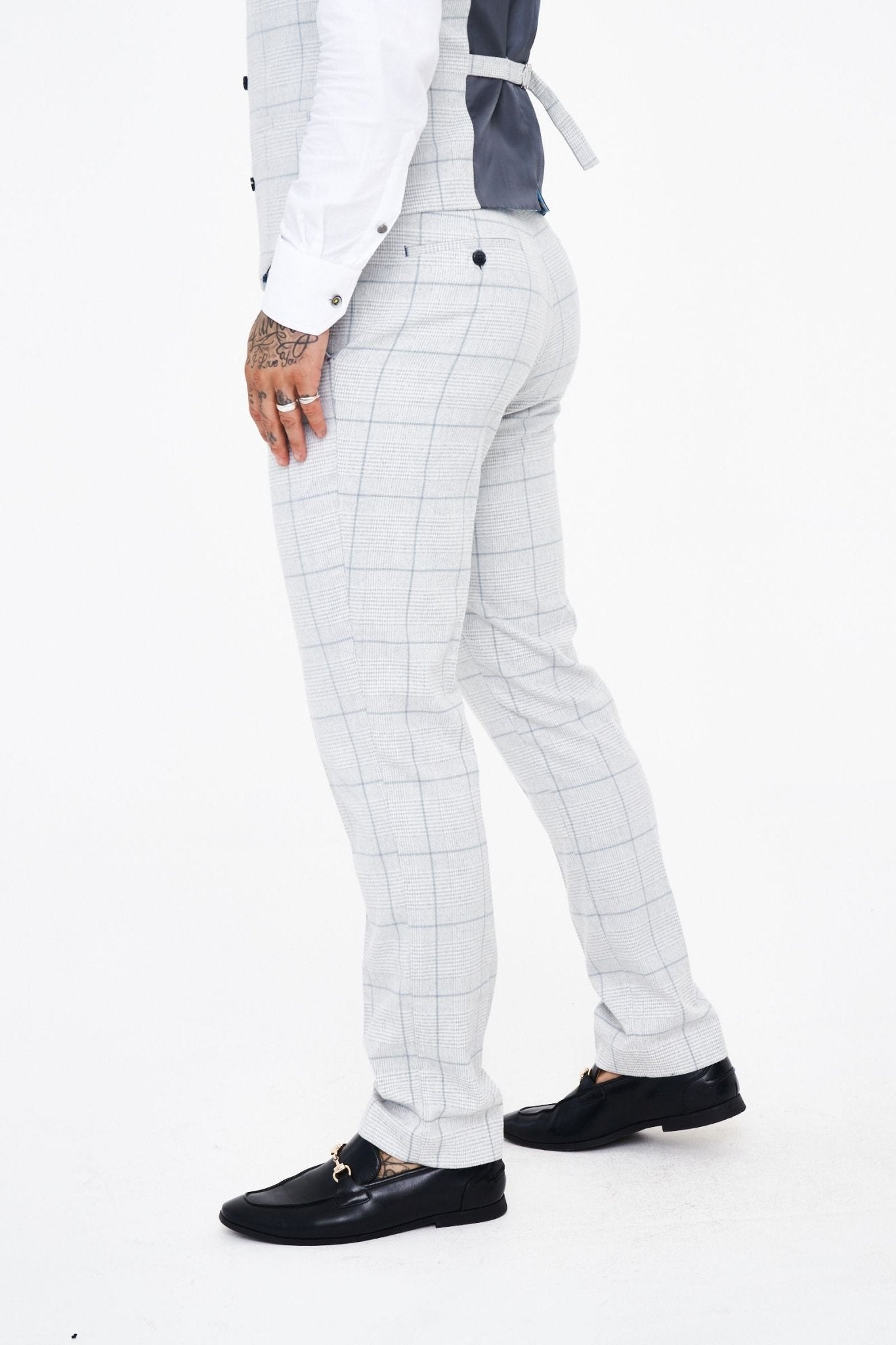 House of Cavani Radika Slim Fit Light Grey Check Suit