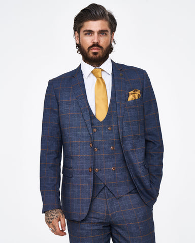 Jenson - Marine Check Suit With Double Breasted Waistcoat Jenson - Marine Check Suit With Double Breasted Waistcoat