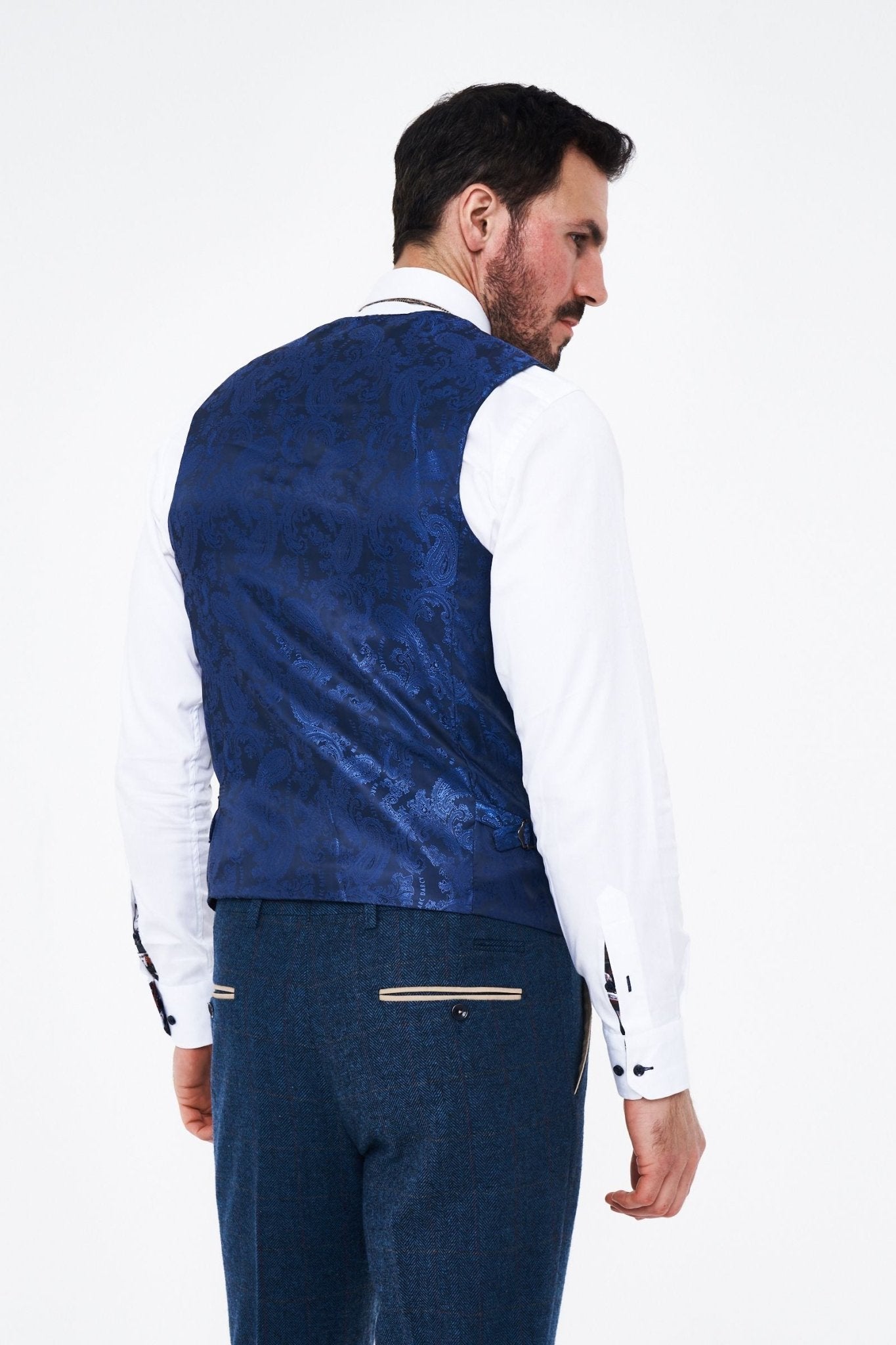 Marc Darcy Dion Blue tweed Waistcoat.