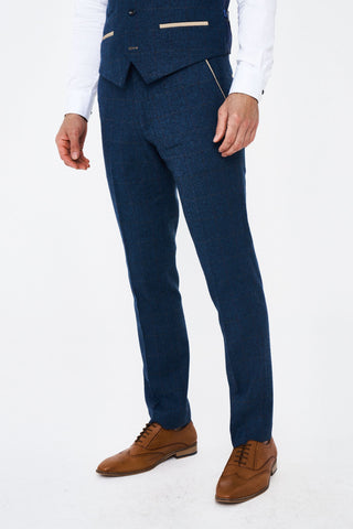 Marc Dracy Dion Blue Tweed Trousers Marc Dracy Dion Blue Tweed Trousers