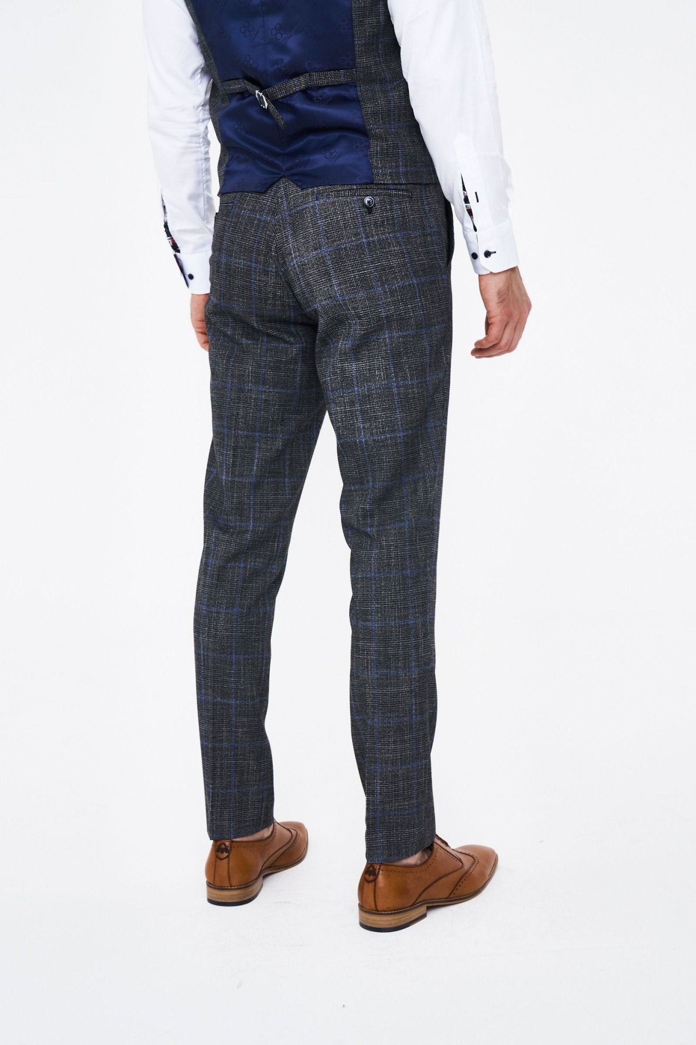 House of Cavani Power Grey Tweed Slim Fit Suit
