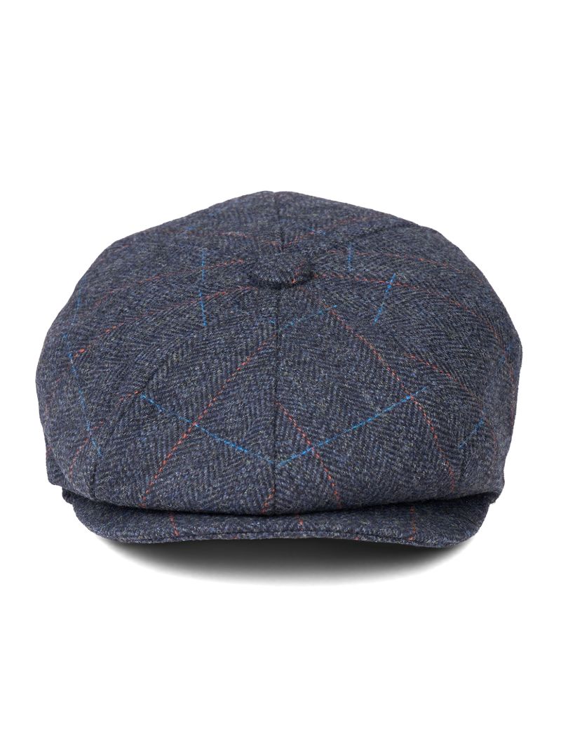 Paolo Navy Check Flat Cap