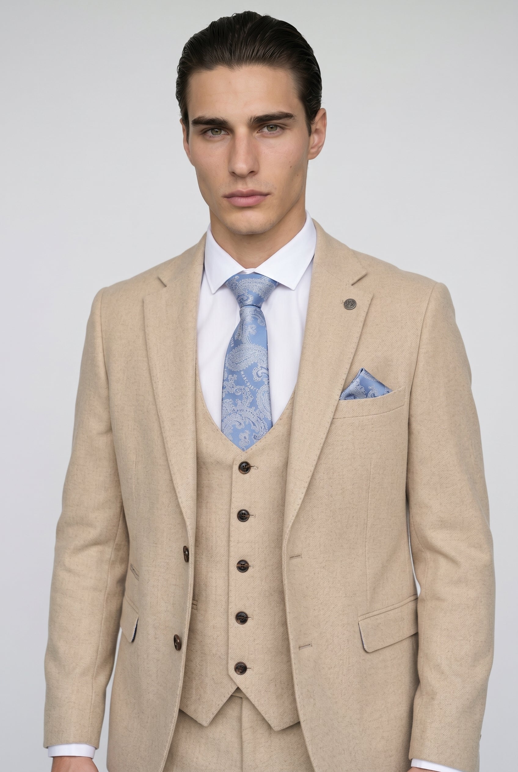 ARCHIE - Stone Tweed Three Piece Suit