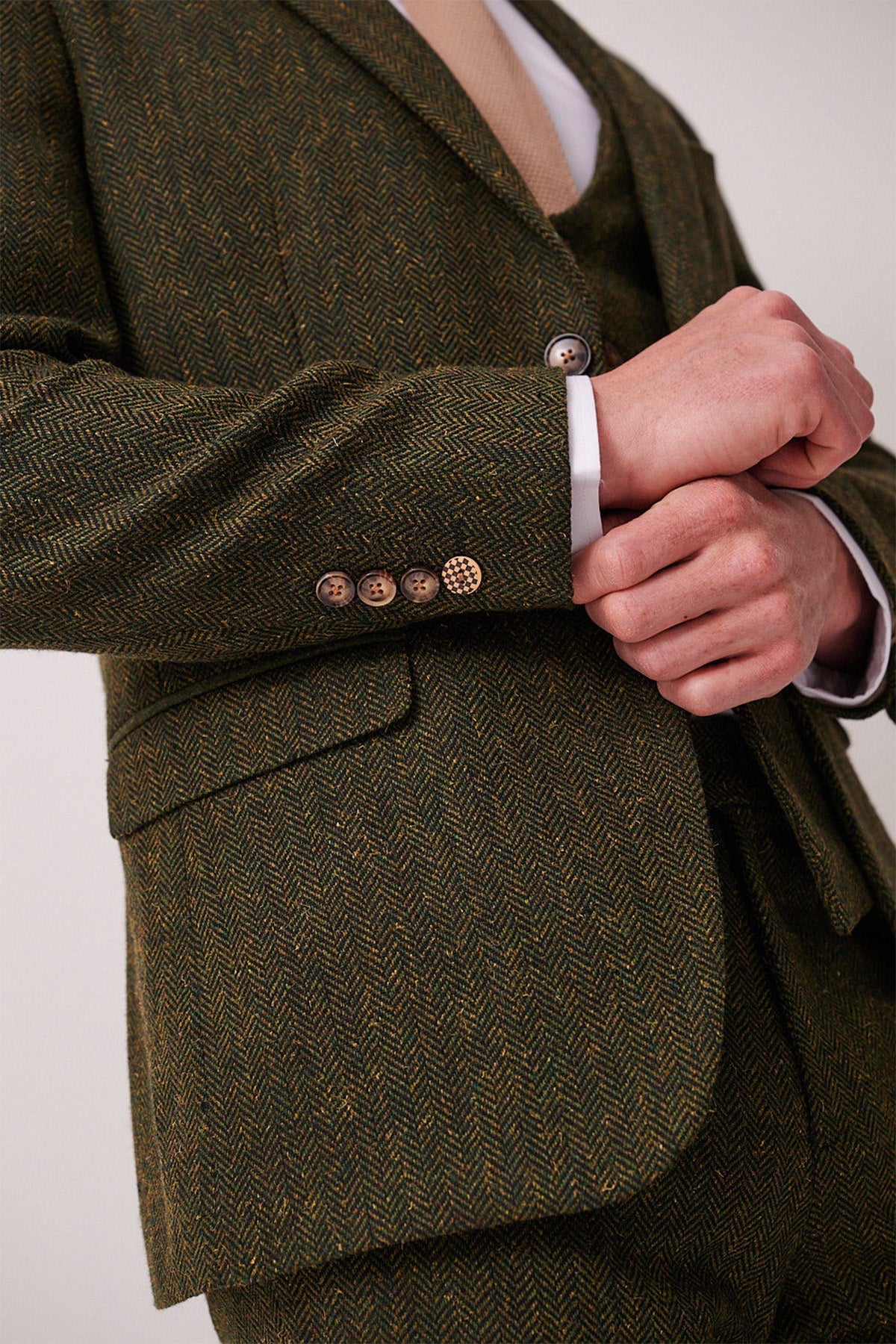 DEAN - Olive Tweed Three Piece Suit
