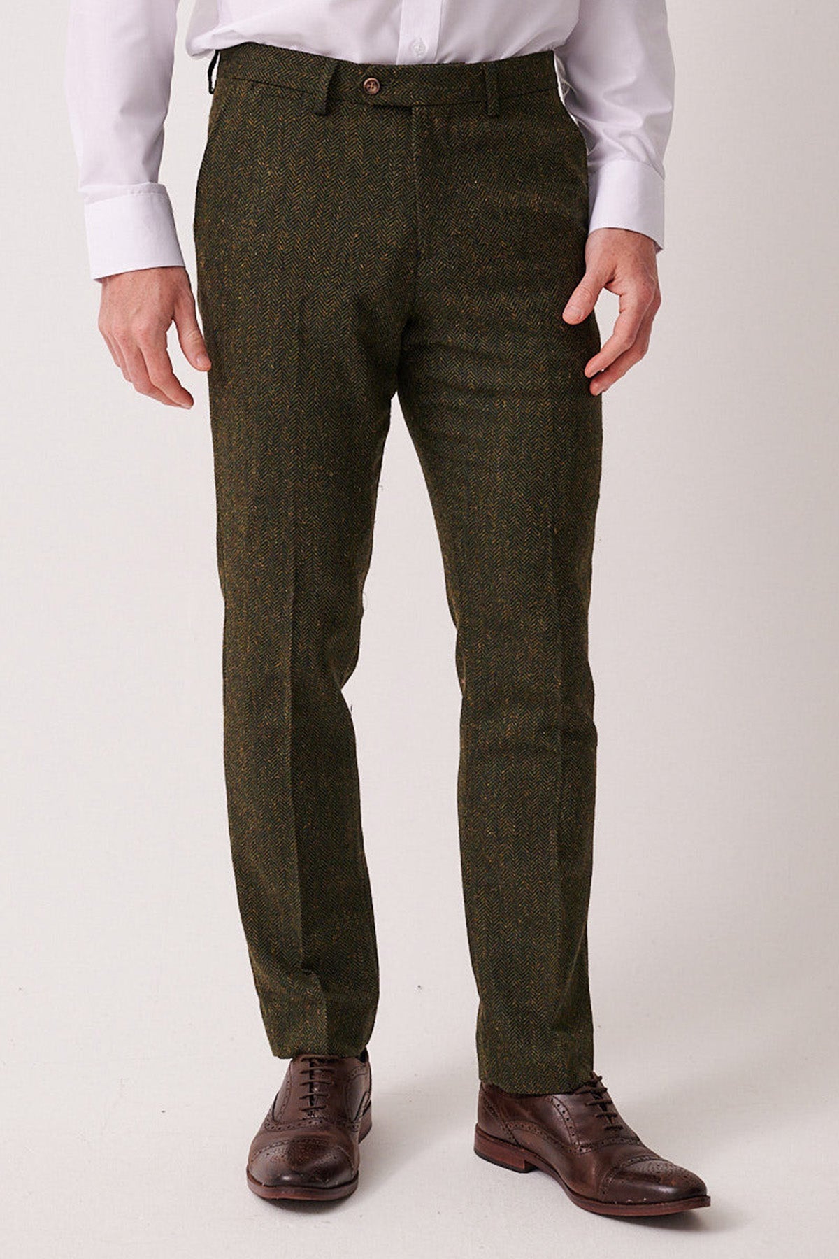 DEAN - Olive Tweed Three Piece Suit