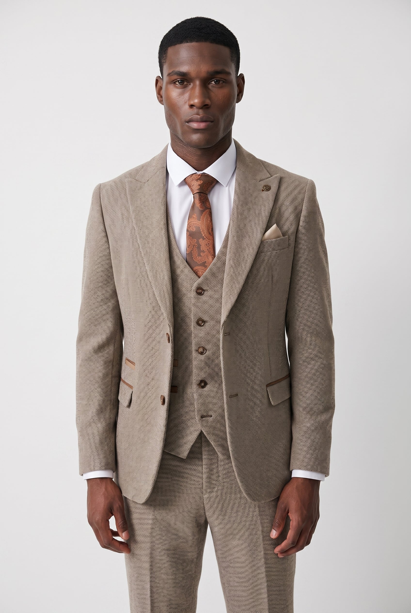 HAYDEN - Tan Crossweave Three Piece Suit