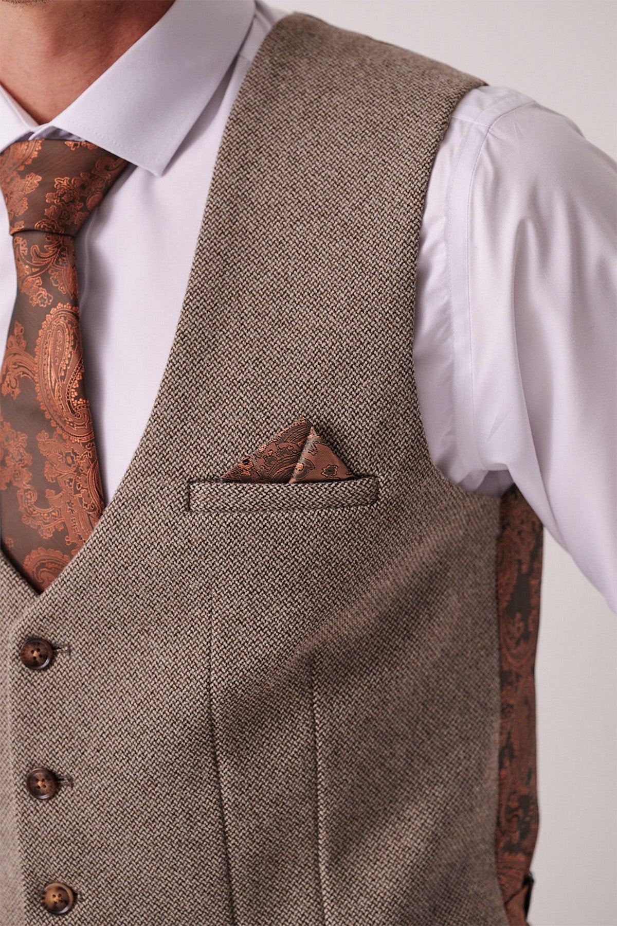 HAYDEN - Tan Crossweave Three Piece Suit