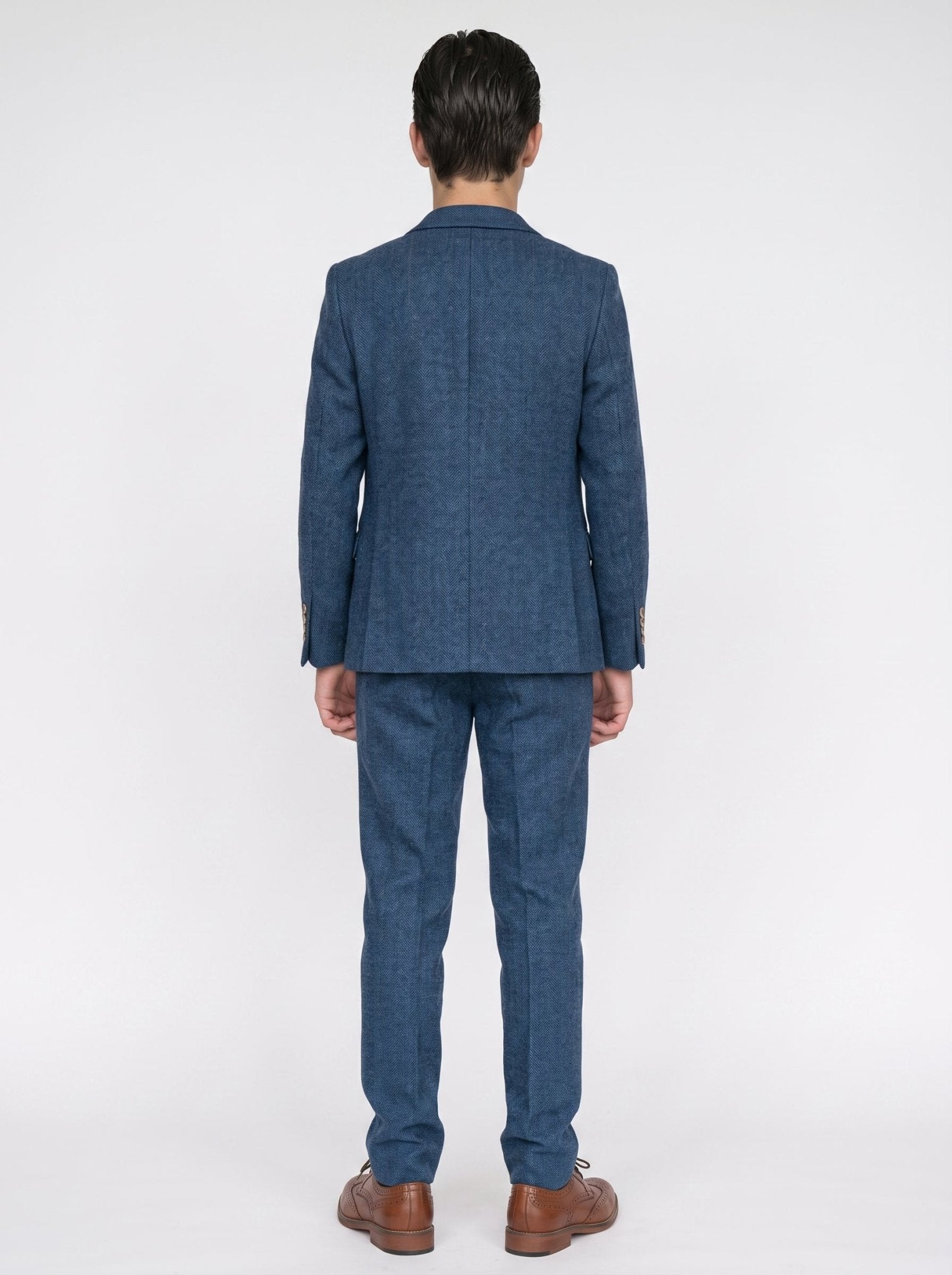 DION - Blue Tweed Check Three Piece Suit