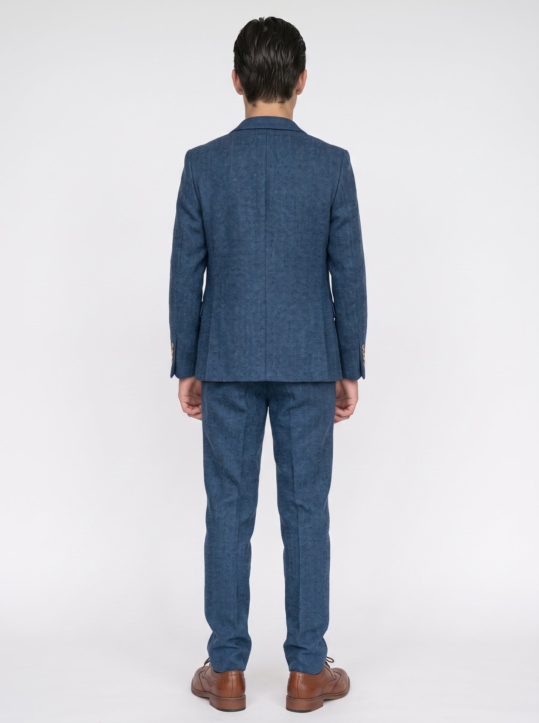 DION - Blue Tweed Check Three Piece Suit