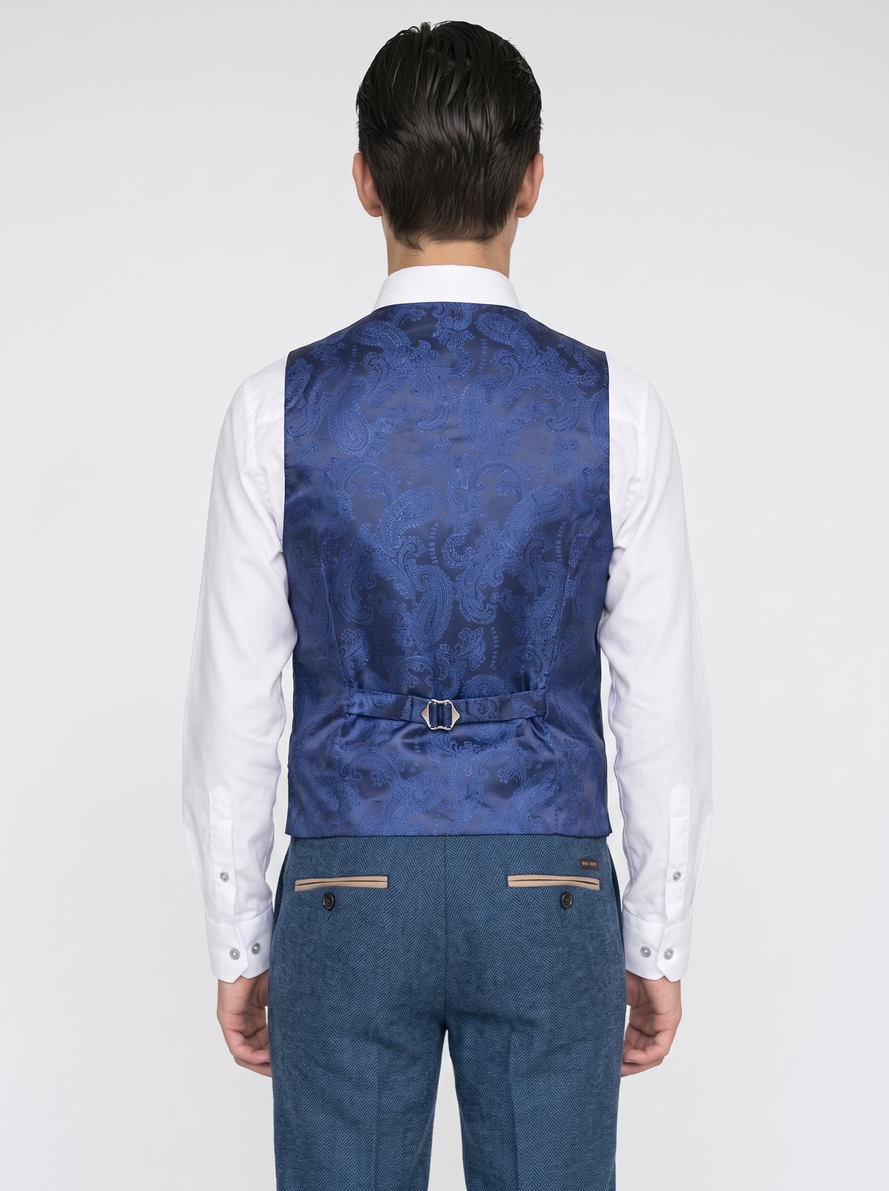 DION - Blue Tweed Check Three Piece Suit