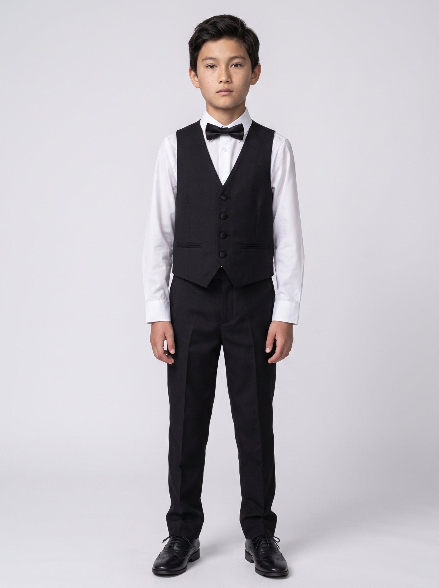 DALTON - Black Tux Lapel Diamond Three Piece Suit