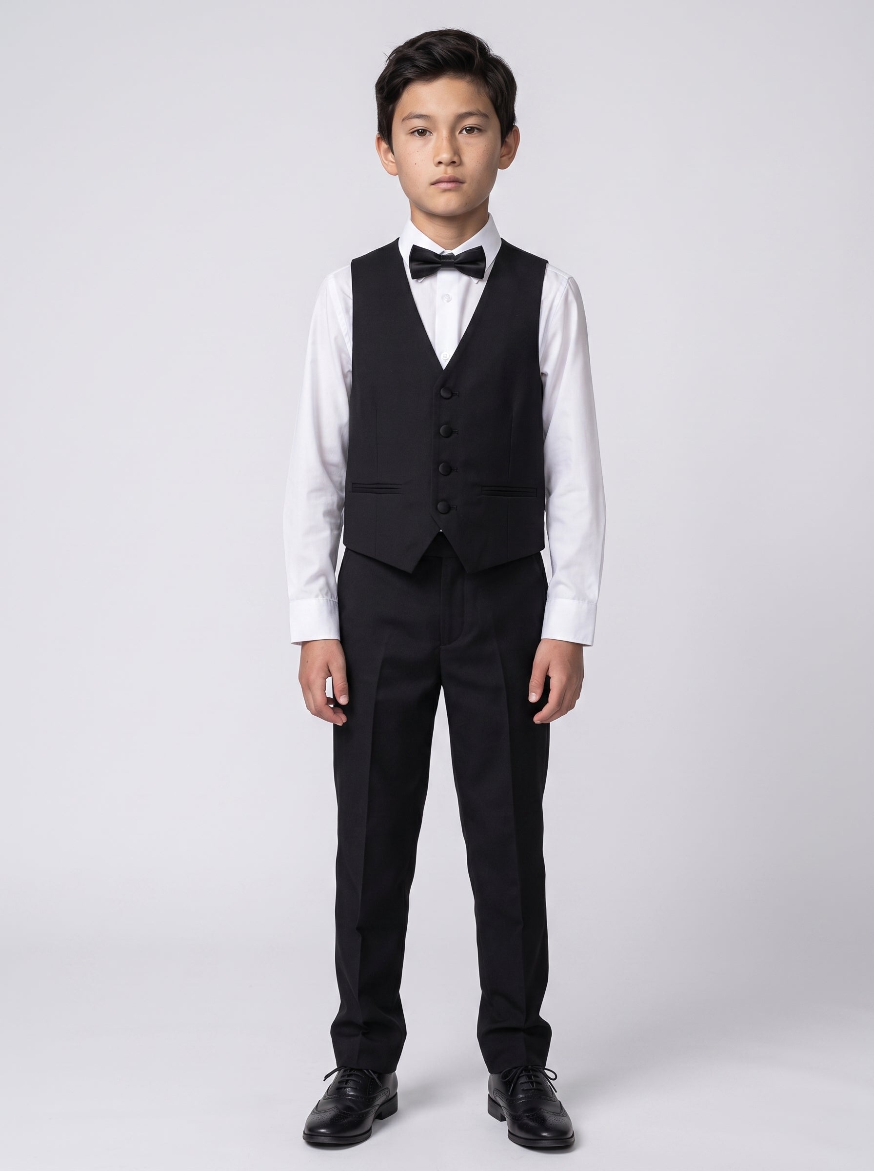 DALTON - Black Tux Lapel Diamond Three Piece Suit