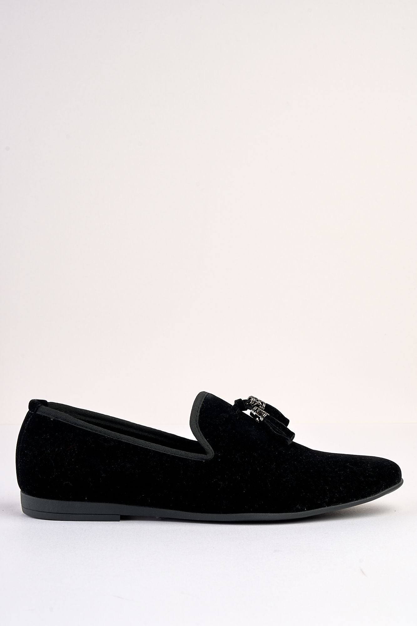 Volterra Velvet Tassel Black Loafer