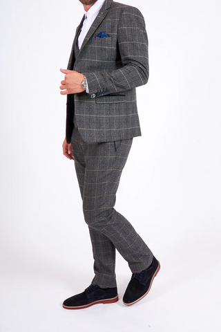 Marc Darcy Scott Grey Checked Tweed Three Piece Suit