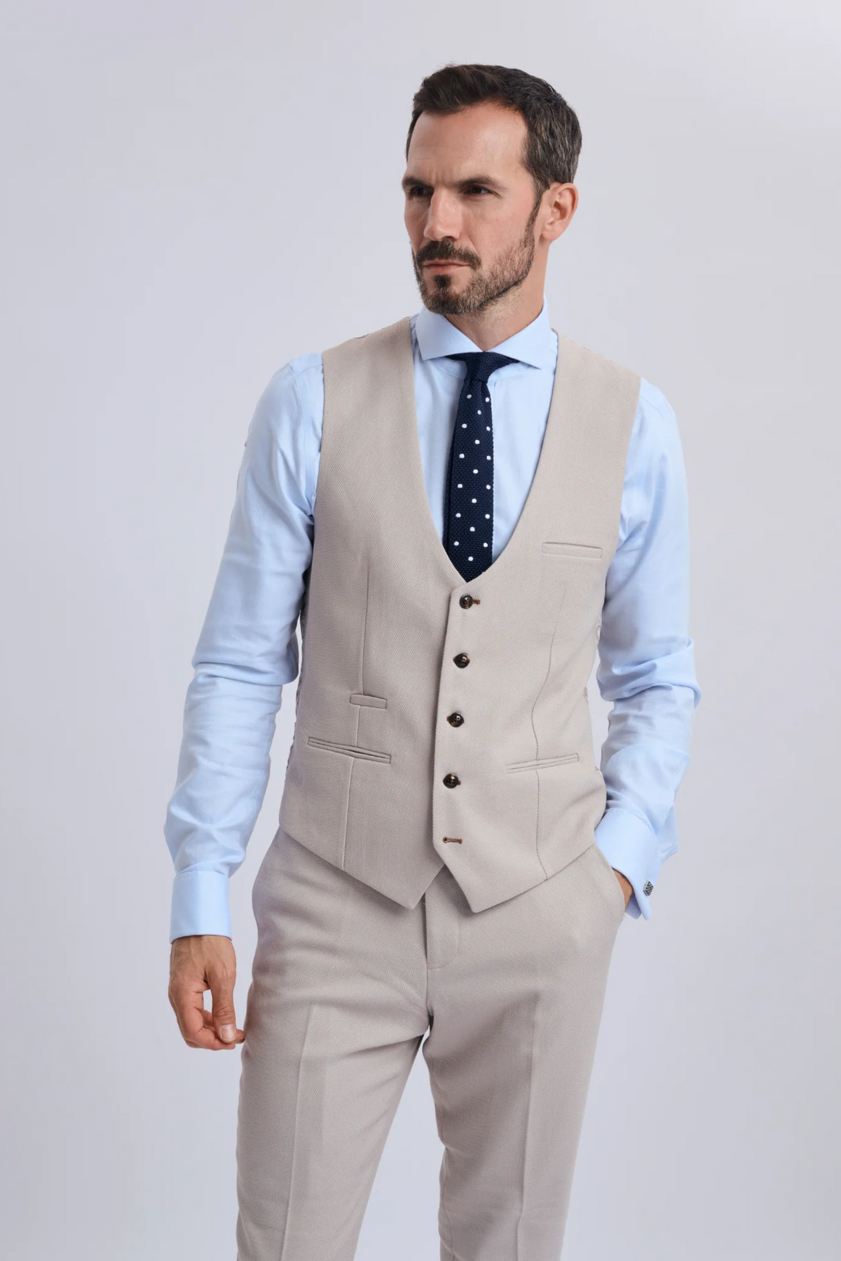 HM5 Stone Tailored Waistcoat