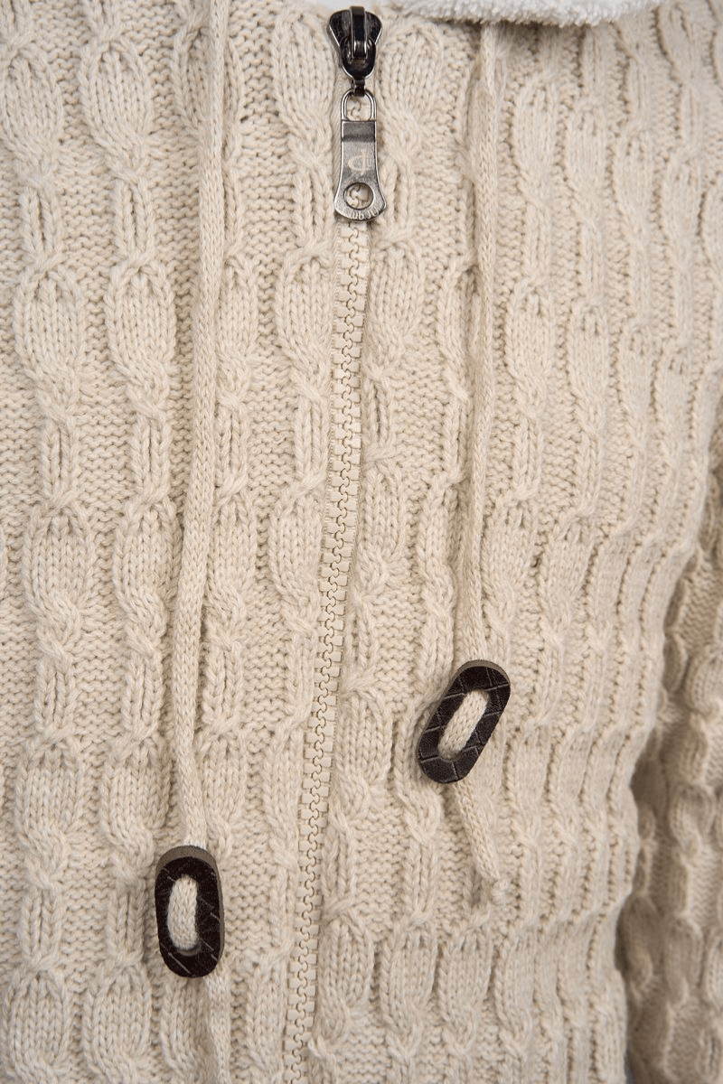 Alpino Sherpa-Lined Knit Jacket – Sand Beige