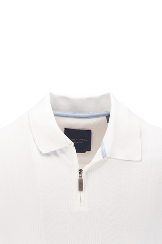 Basket Weave Effect Zipped Polo