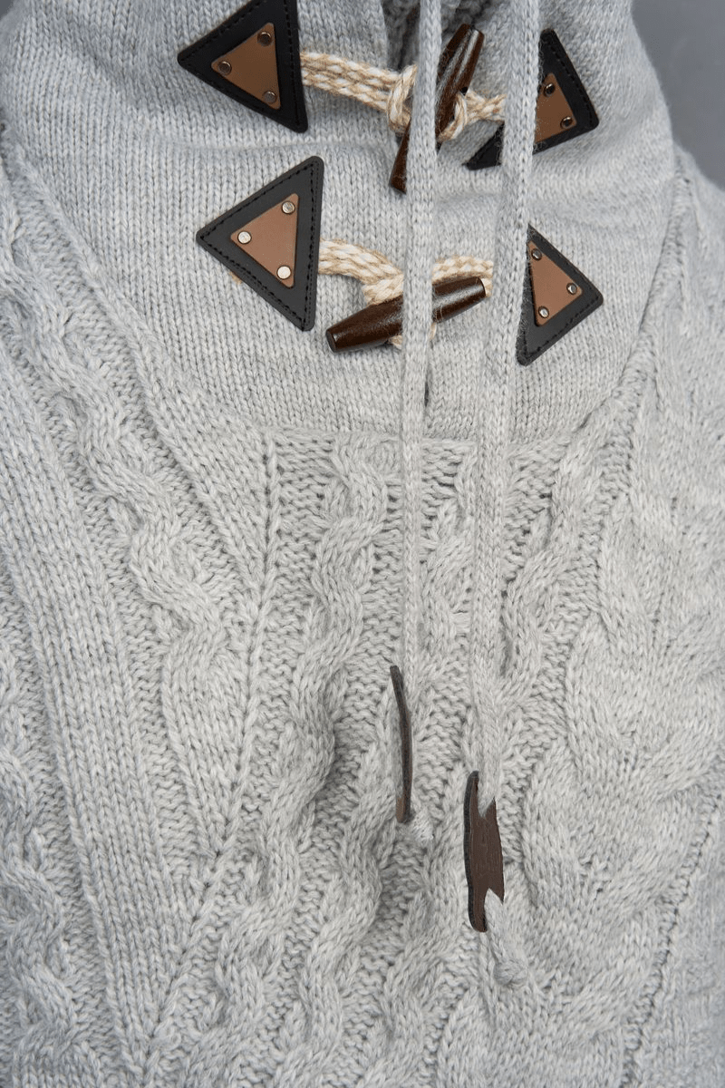 Torino Cross-Collar Cable Knit – Ash Grey