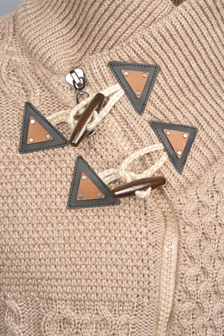 Torino Cross-Collar Cable Knit Jacket – Sandstone Beige