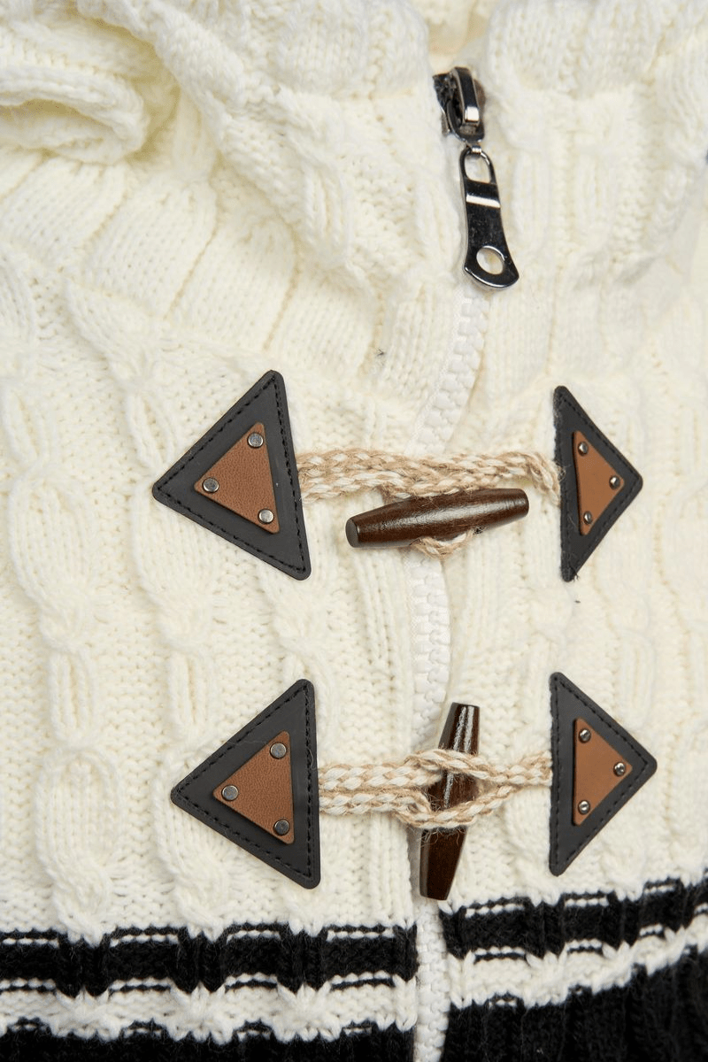Belluno Contrast Cable Knit Jacket – Ivory Noir