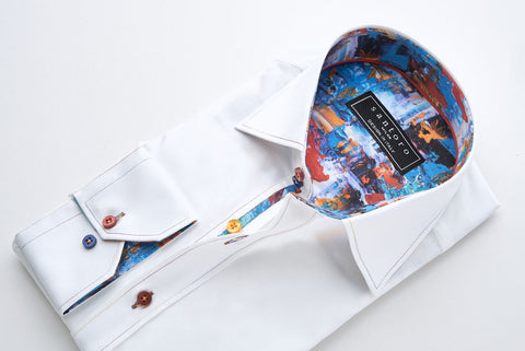 White Shirt with Abstract Trim