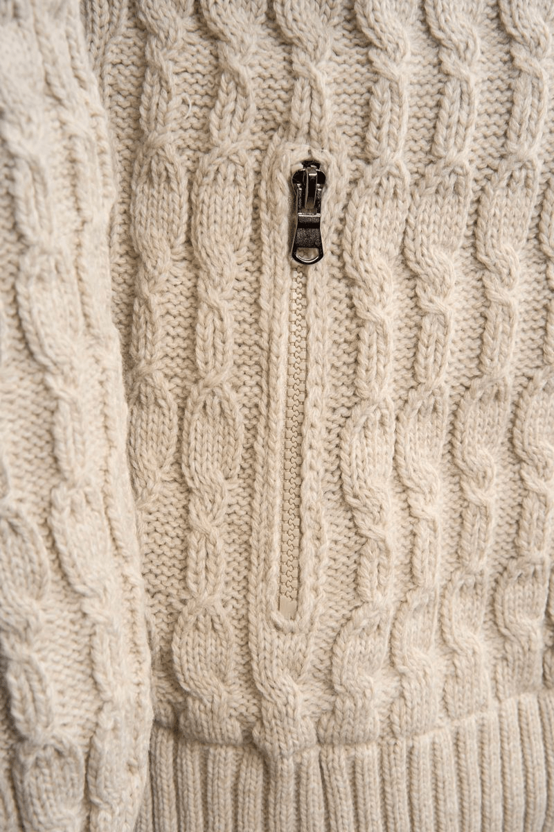 Alpino Sherpa-Lined Knit Jacket – Sand Beige