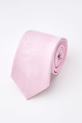 Pink Paisley Tie Set with Tie Bar & Cufflinks