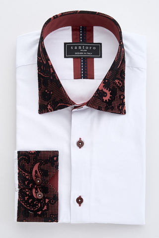 Signature Shirt with Paisley Contrast