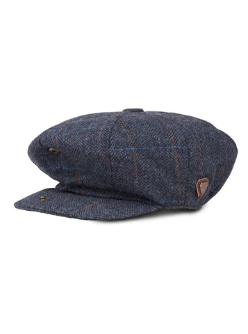 Paolo Navy Check Flat Cap