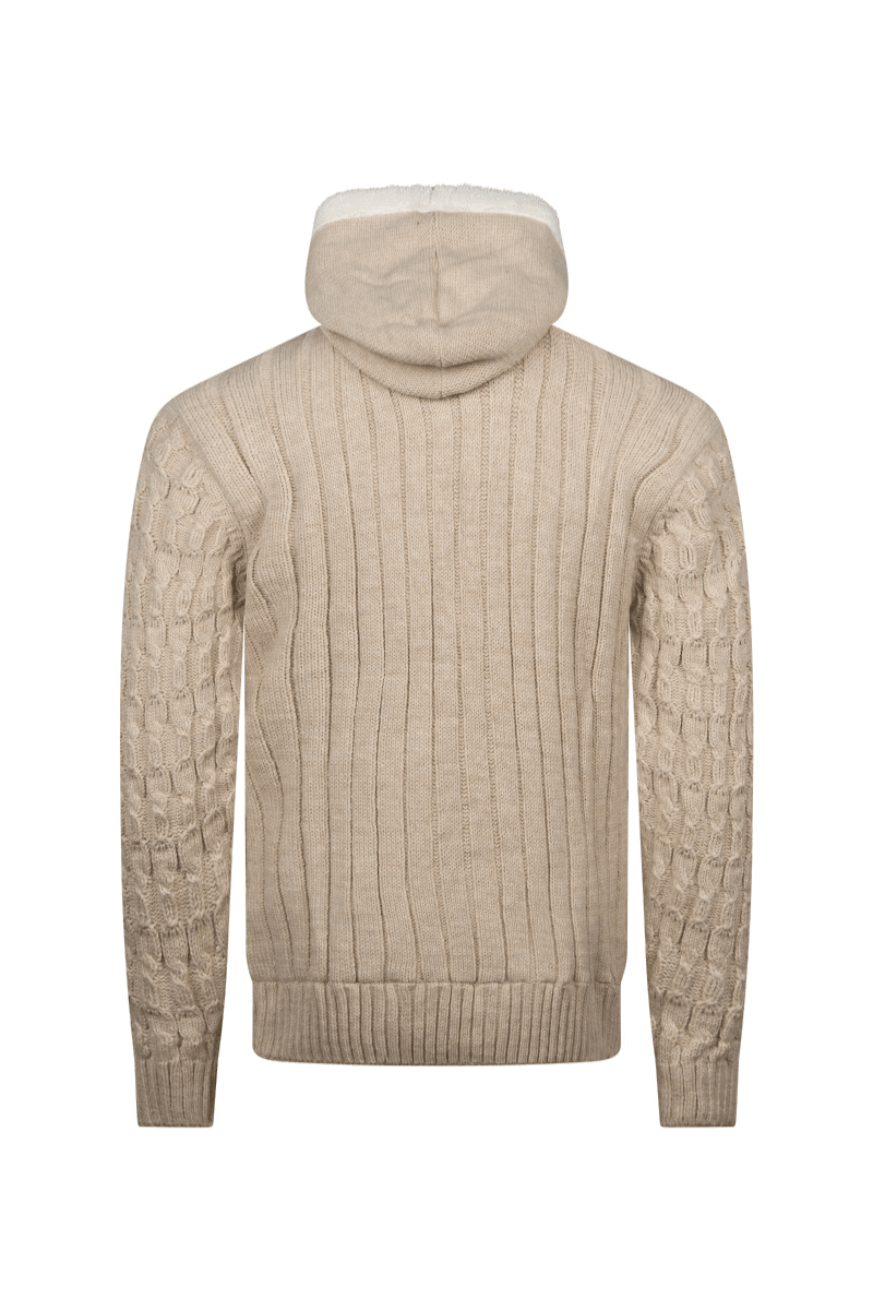 Alpino Sherpa-Lined Knit Jacket – Sand Beige